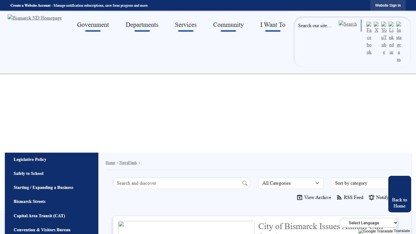 Headlines & Announcements • City of Bismarck